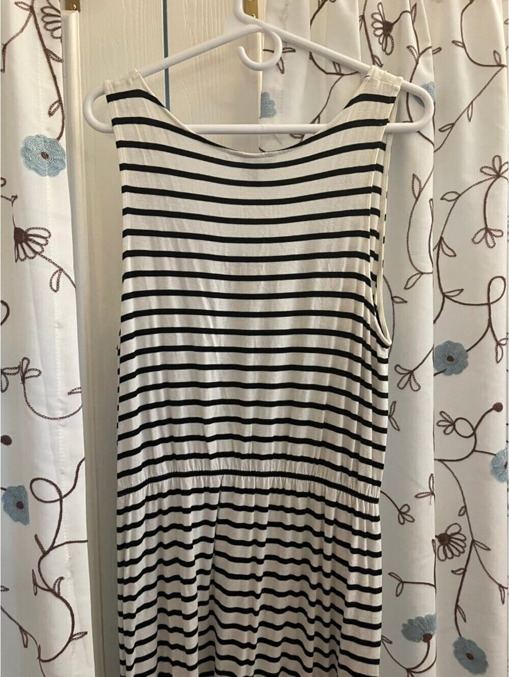 NWOT | H&M | L | Black & White Striped Sleeveless Fit & Flare Dress - Picture 5 of 6